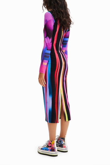 Gestreepte slim fit midi-jurk M. Christian Lacroix | Desigual