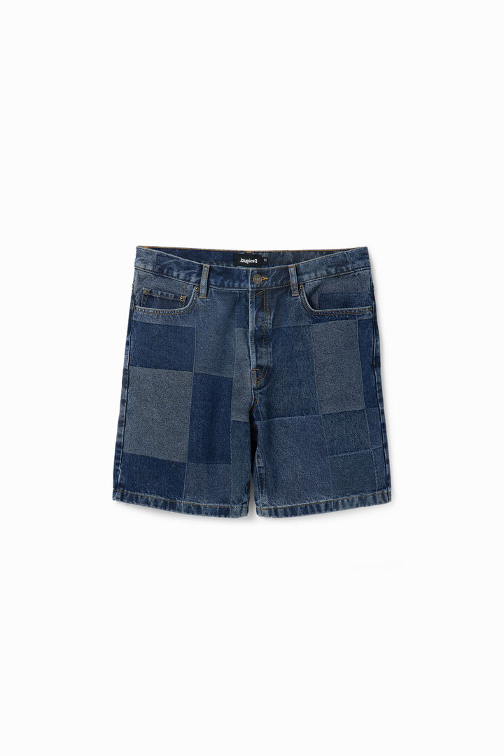 Jean court jacquard patchwork