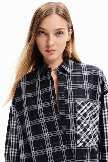 Oversize patchwork plaid shirt | Desigual