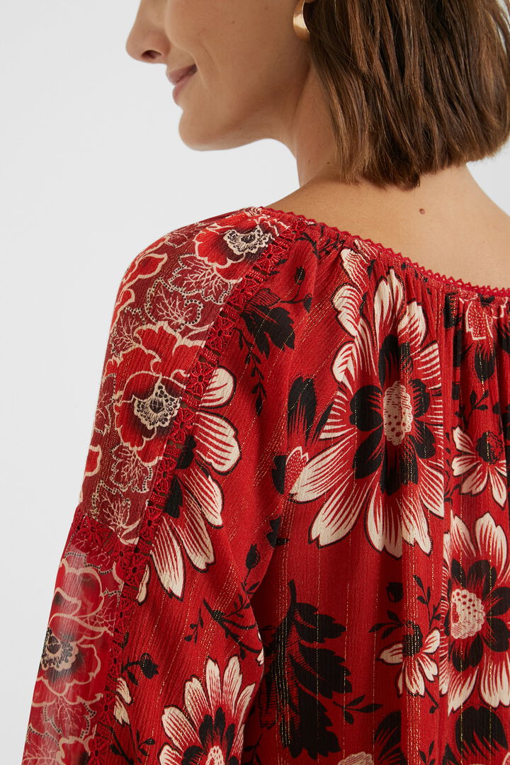 Blusa loose cuello barco flores | Desigual