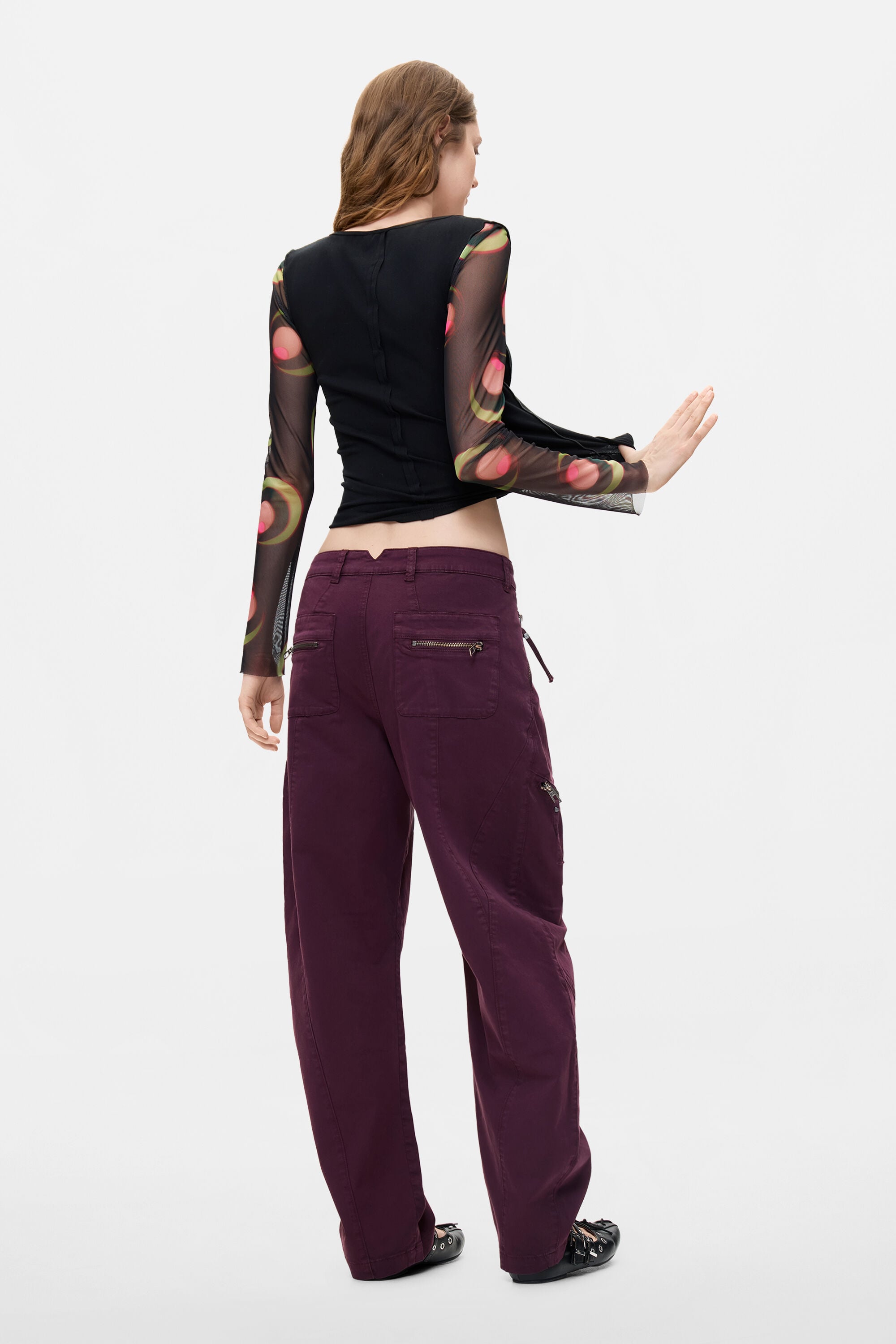 ジッパー付きロングパンツ 紫色 女性用 I Desigual.com