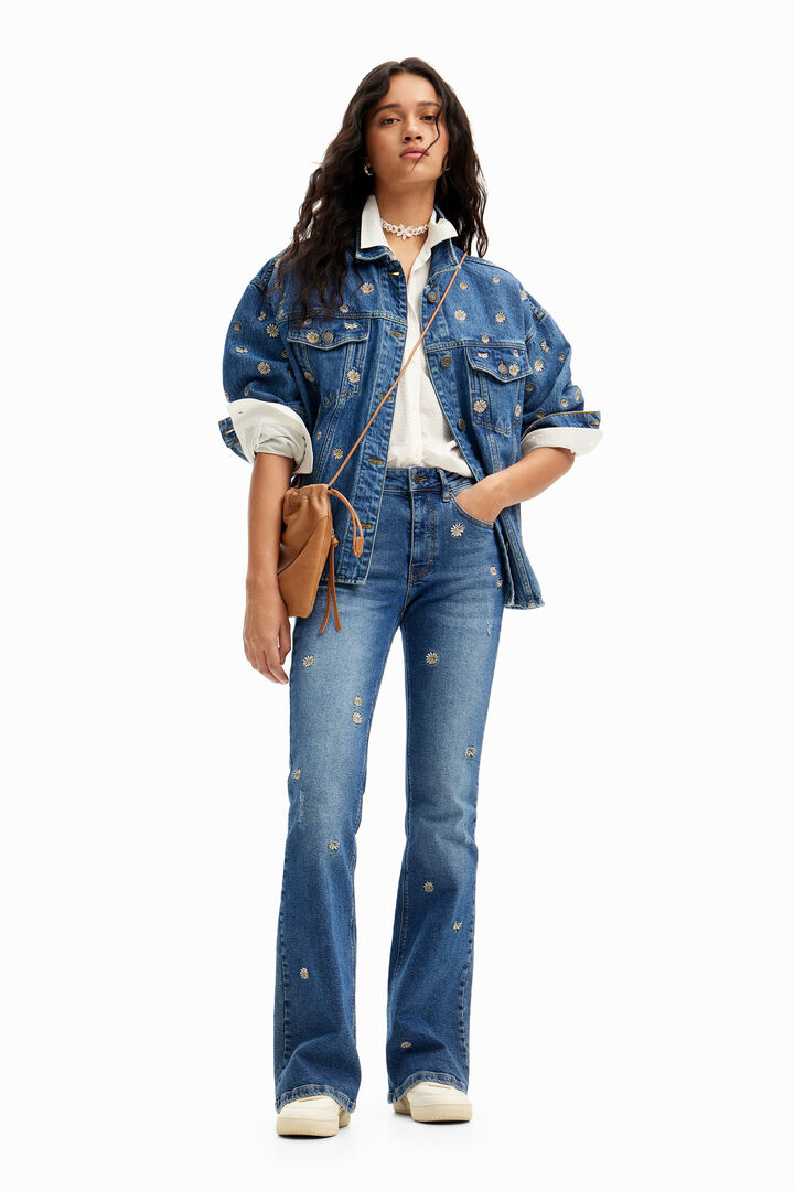 Jeans vaqueros cropped flare mujer