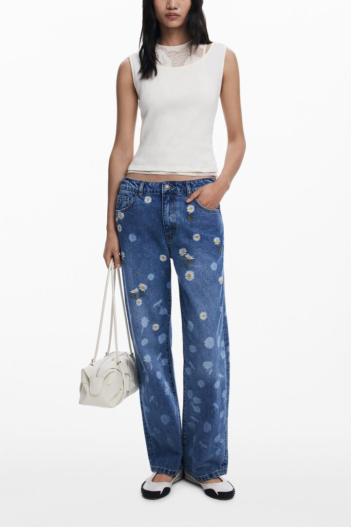 Vaquero recto margaritas | Desigual