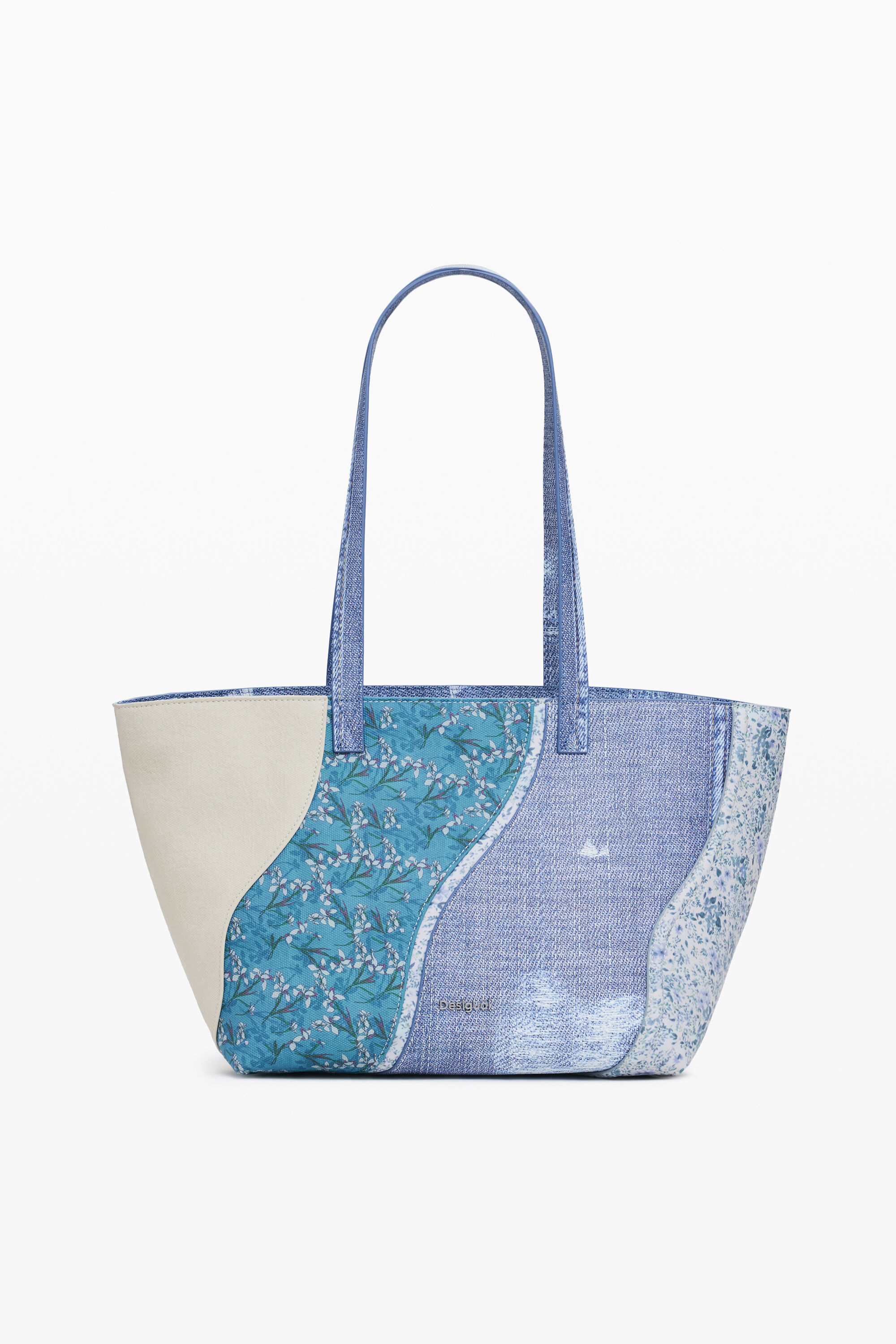 Large patch denim crossbody bag