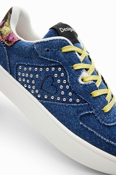 Denim sneakers met plateauzool en hart | Desigual