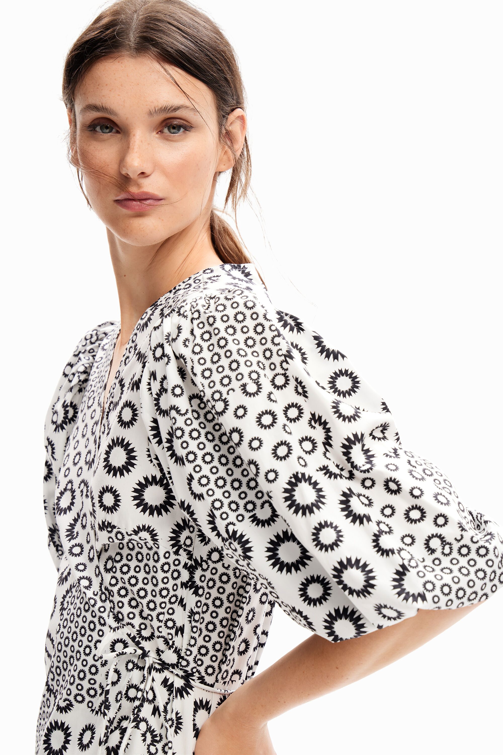 Wickelbluse Patch BLACK S  - Onlineshop Desigual