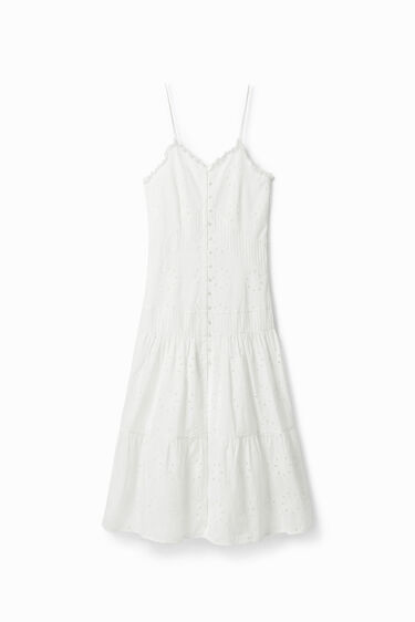 Vestido midi bordado suizo | Desigual