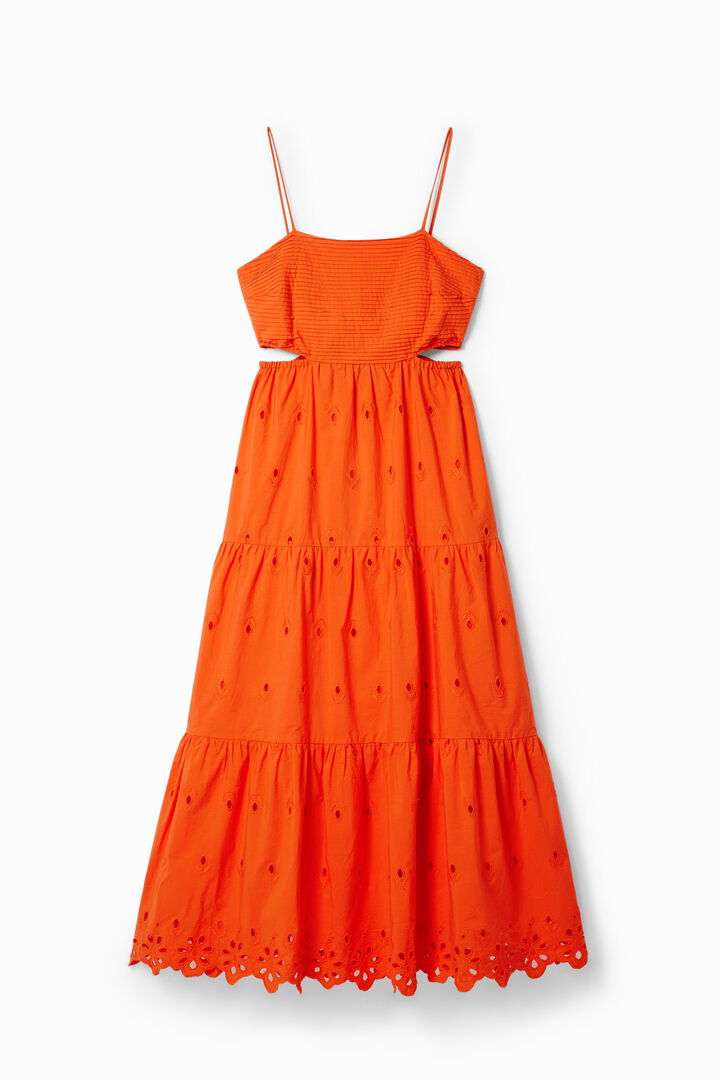 Vestido largo bordados cut-outs | Desigual