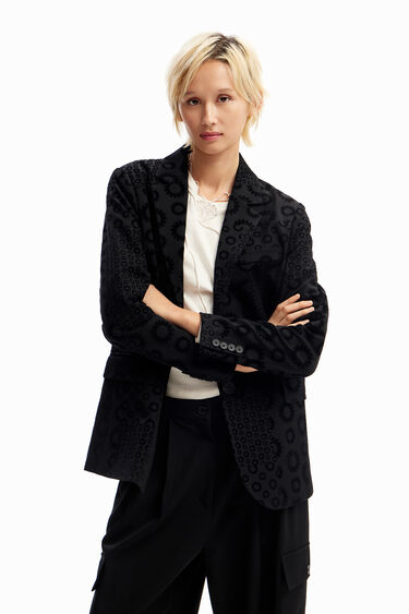 Geometric flocked blazer | Desigual