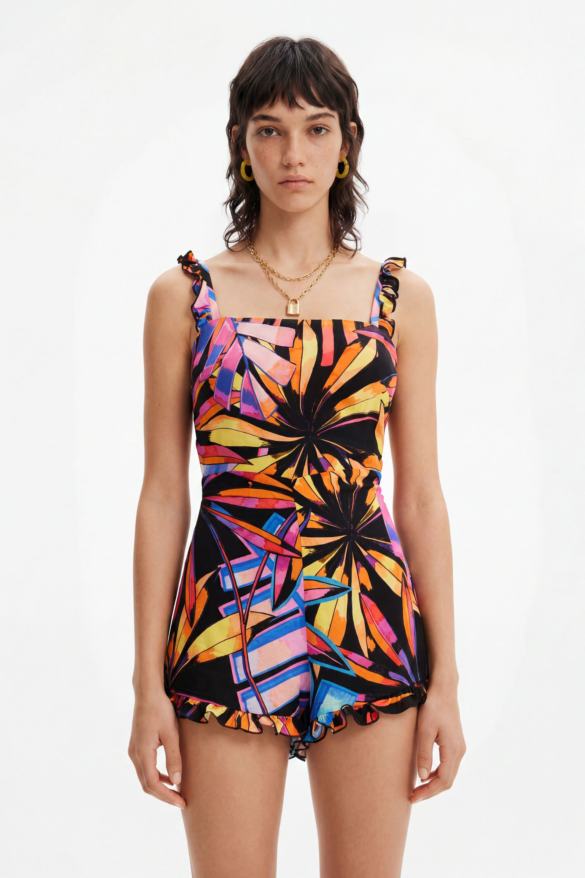 Desigual, Mono corto volantes, Viscosa, Negro
