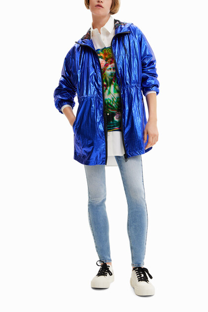 Metallic hooded parka