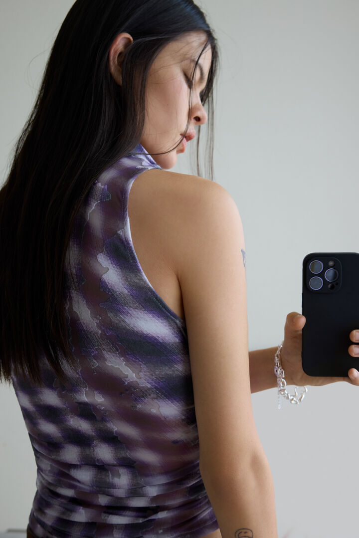 Ruched zipper T-shirt
