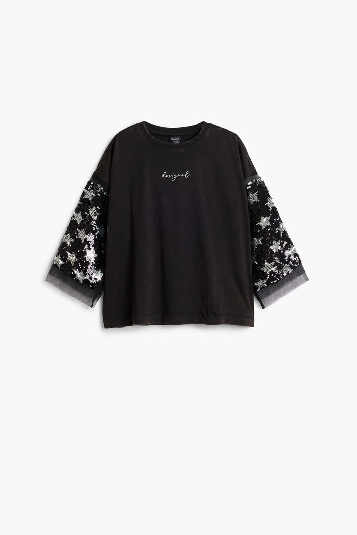 Three-quarter sleeve t-shirt with stars