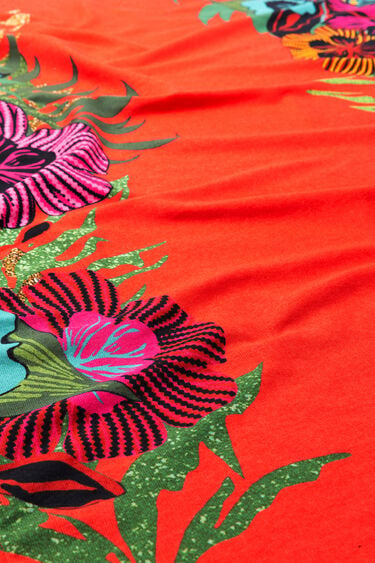Serviette-paréo rouge floral Tropical | Desigual