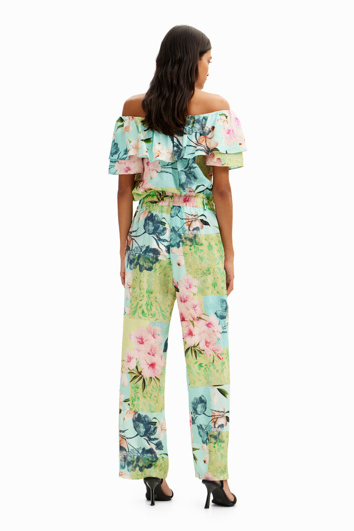 Długie spodnie patchworkowe w kwiaty | Desigual