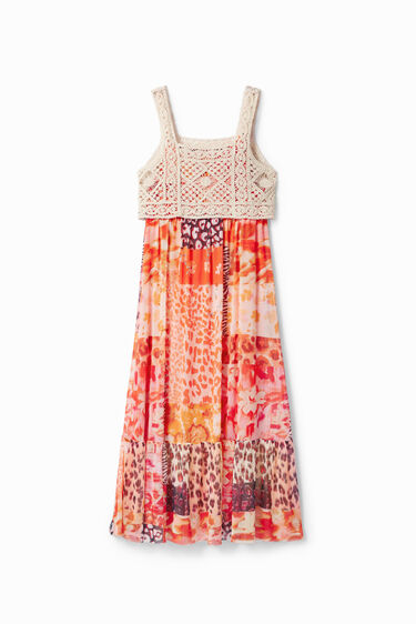 Long 2-in-1 patchwork dress | Desigual