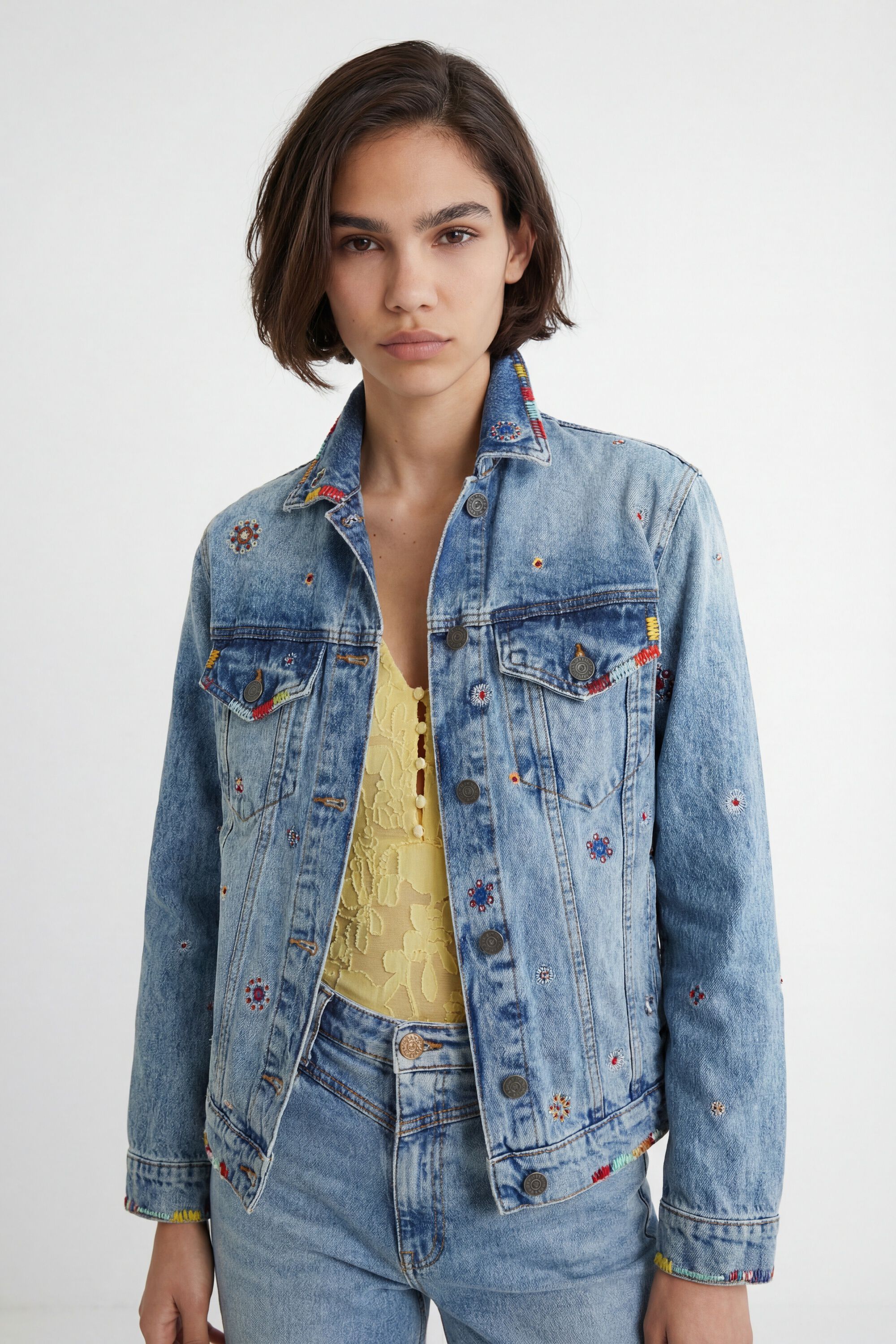 Desigual, Jeansjacke im Slim Fit Mandalas, Baumwolle, Blau, XS