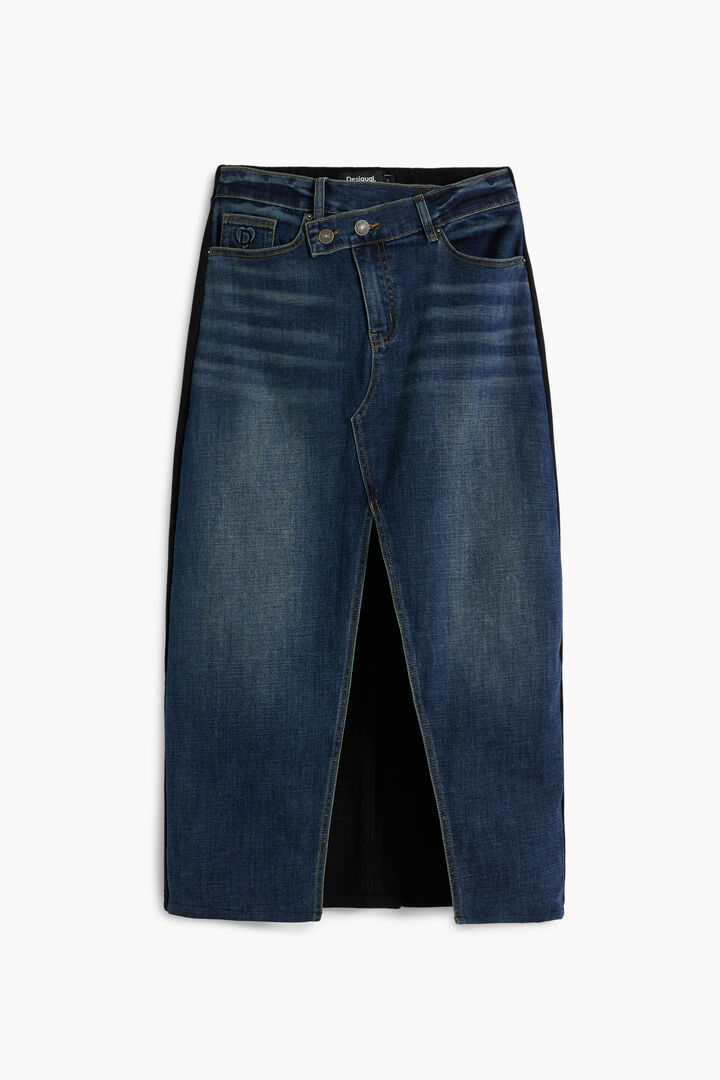 Combined denim midi skirt | Desigual