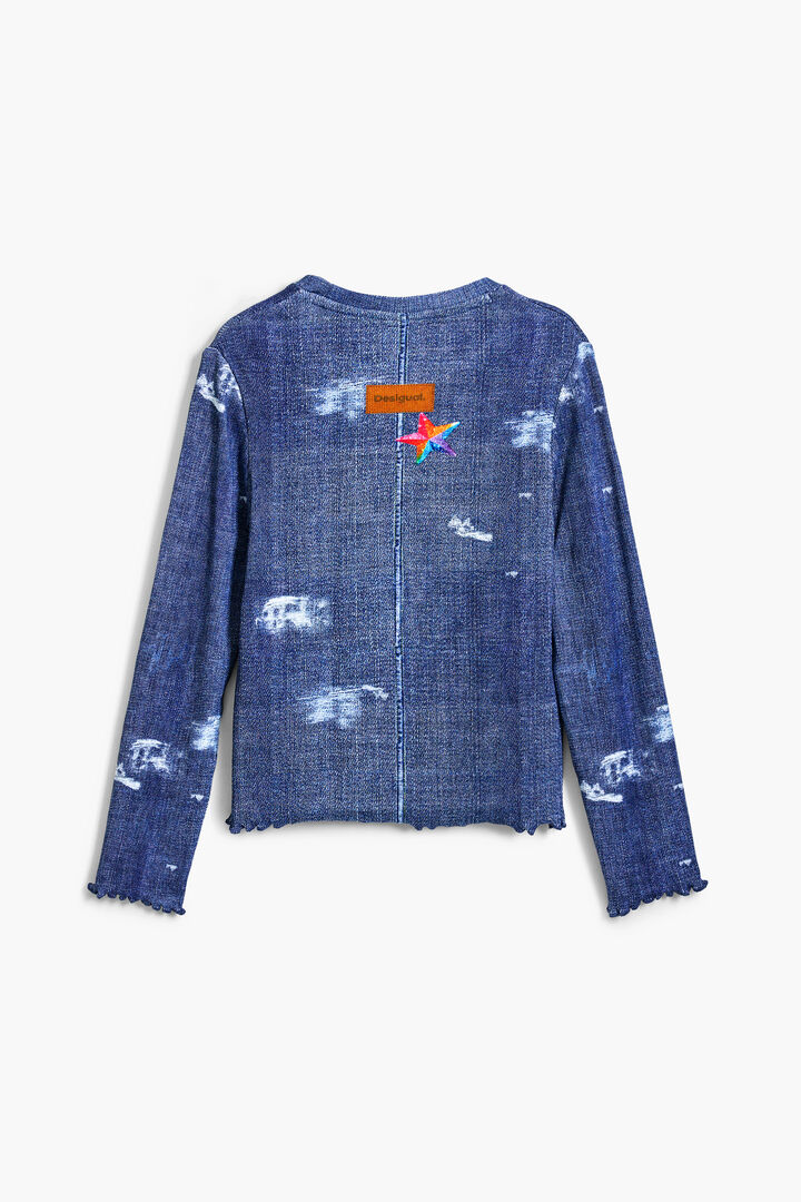 Denim T-shirt with stars | Desigual