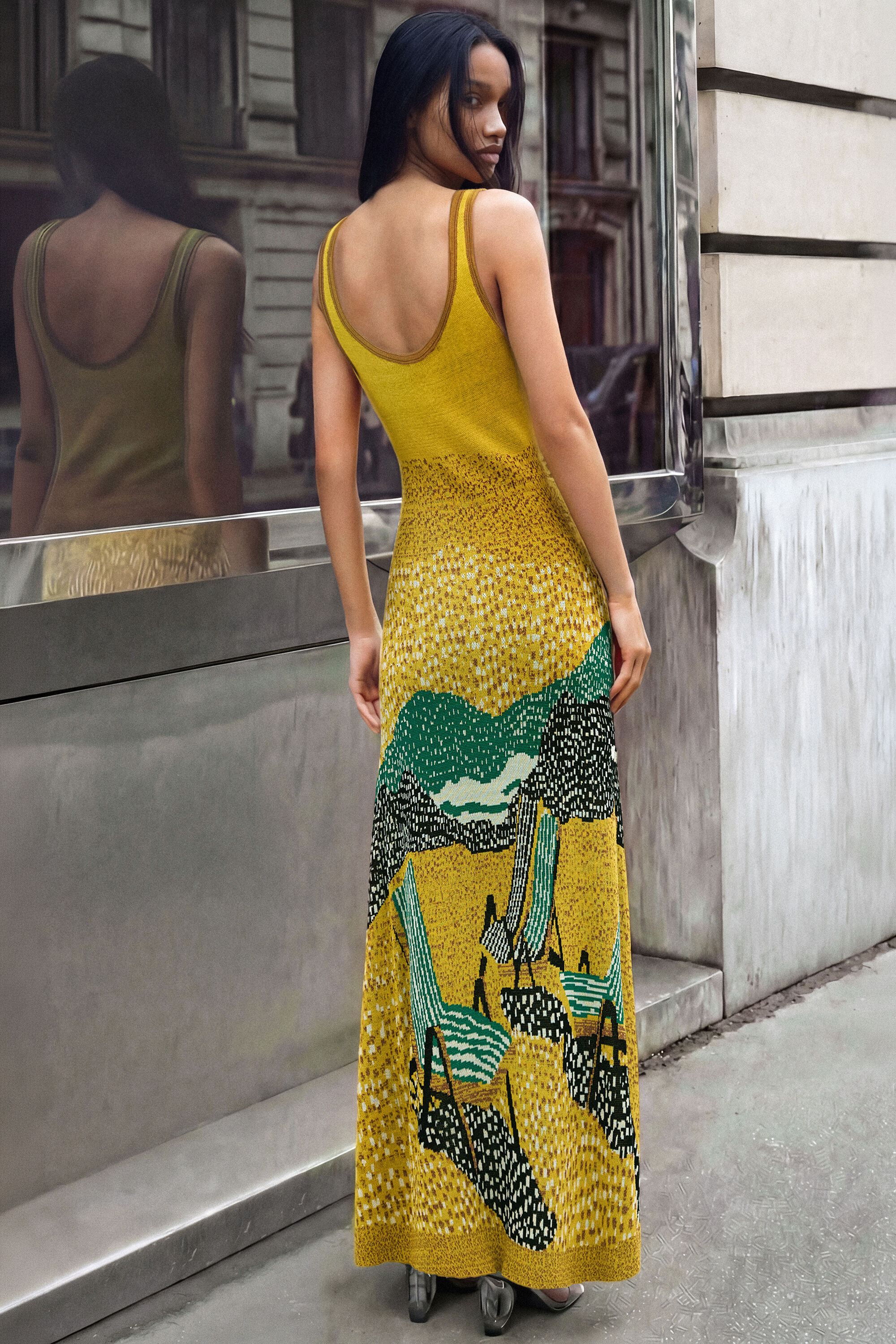 Jacquard Strap Dress amarillo women's I Desigual.com