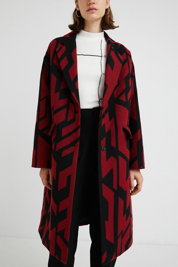 Oversized straight geometric coat | Desigual
