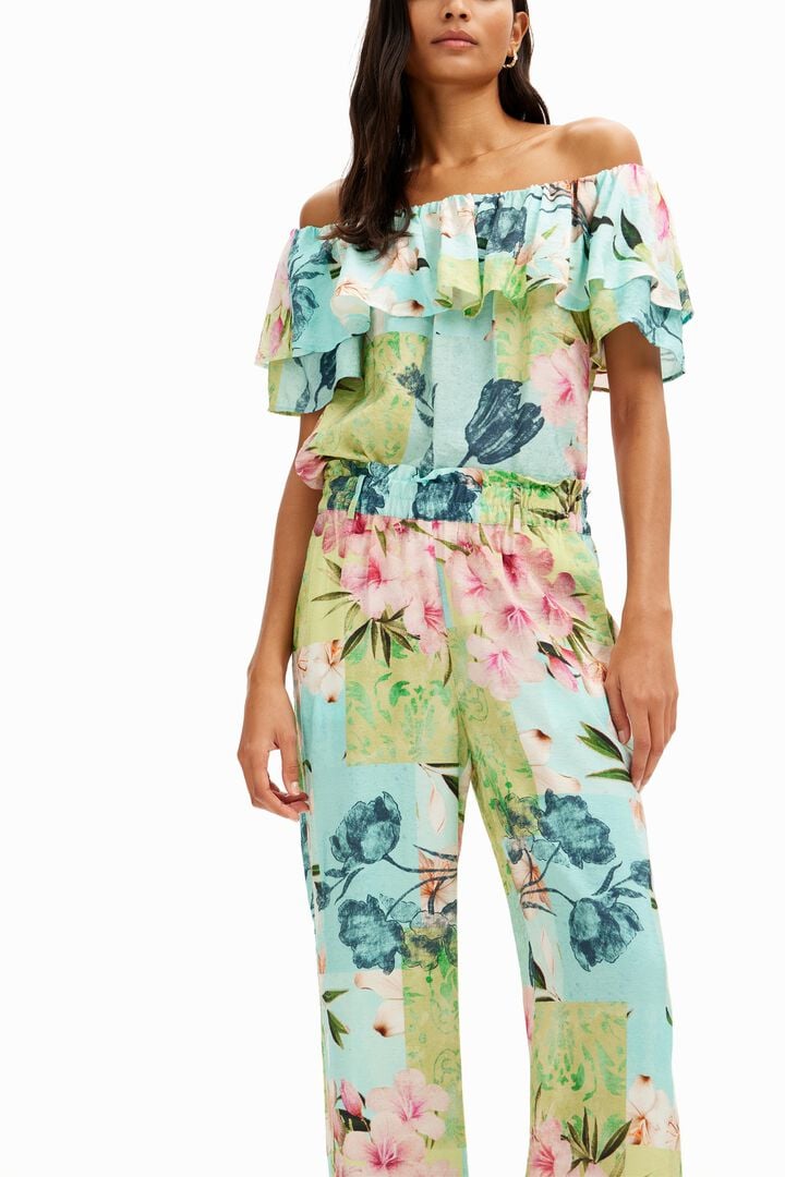 Long flower patchwork trousers | Desigual