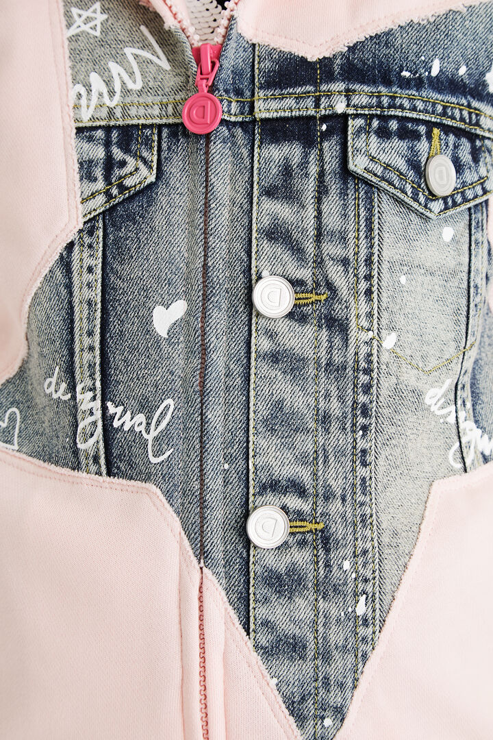 Sweatshirt com capuz e patchwork em ganga | Desigual