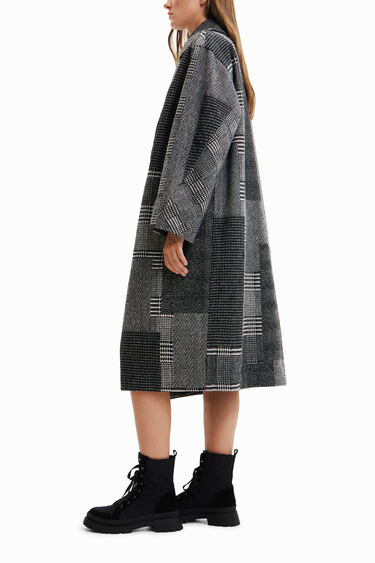 Long patchwork wool coat | Desigual