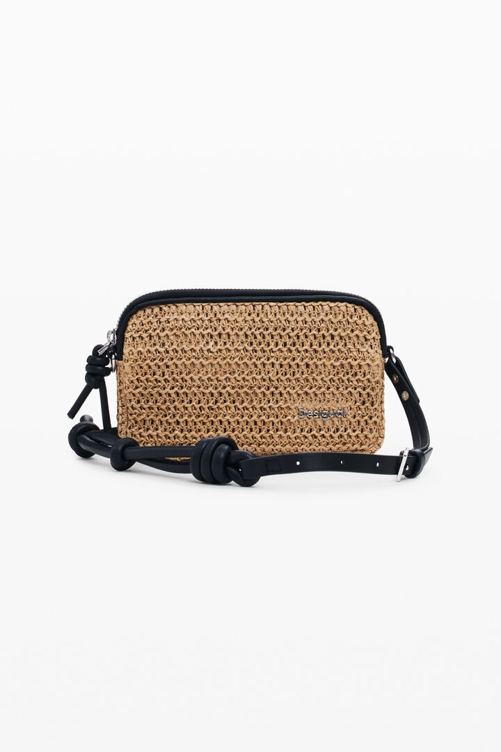 Small raffia logo wallet