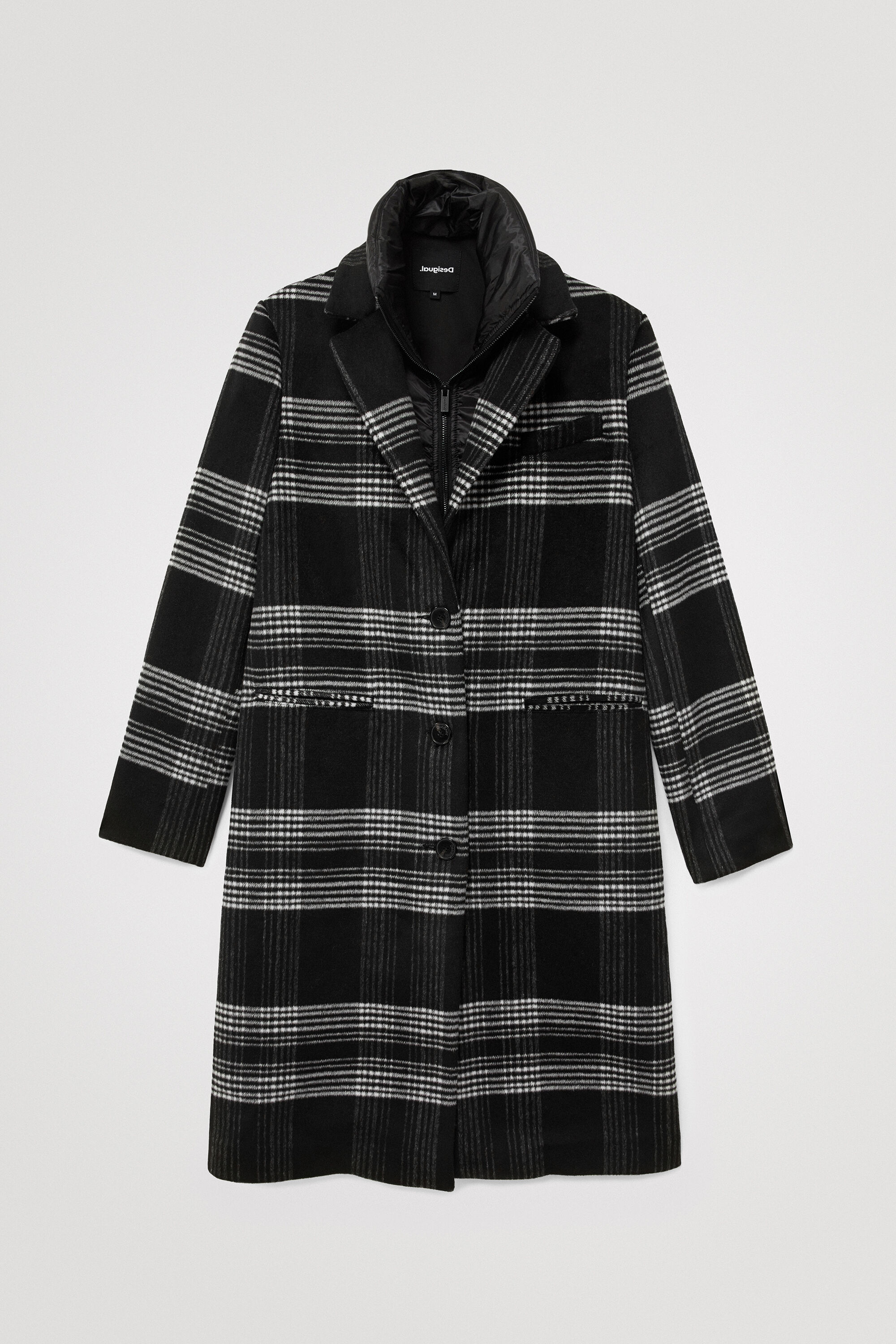 Lange jas met gewatteerde binnenvoering