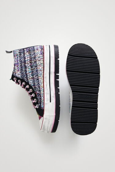 Sneakersy z wysoką cholewką platforma patchwork orientalny | Desigual