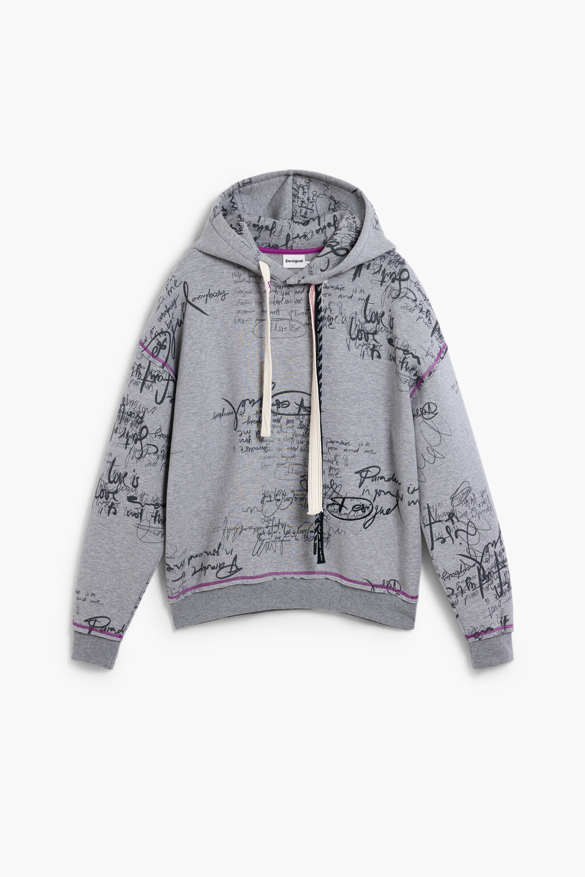 Sudadera lettering con capucha - BLACK - M