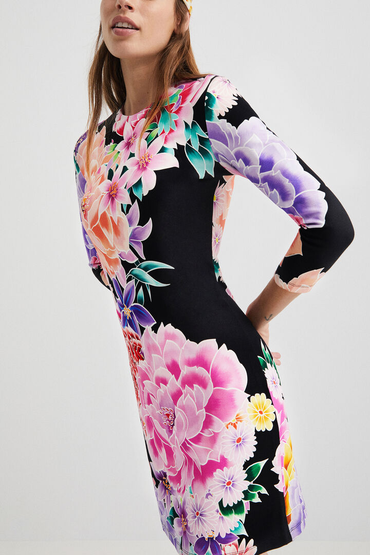 Floral slim short dress | Desigual