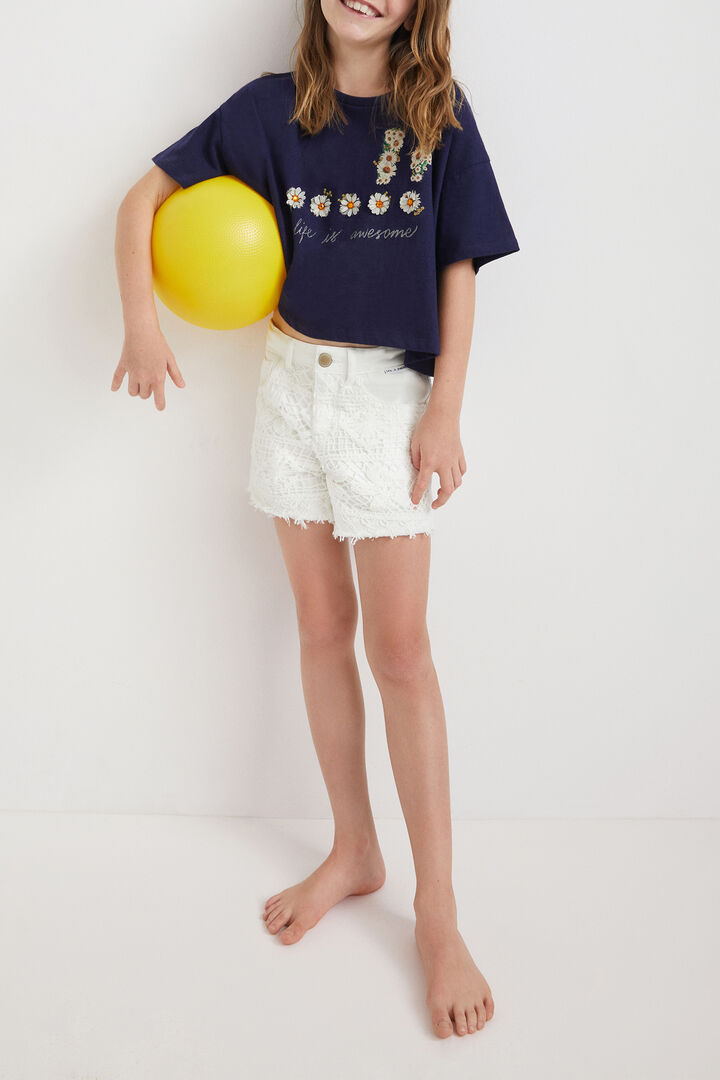 Camiseta cropped margaritas | Desigual