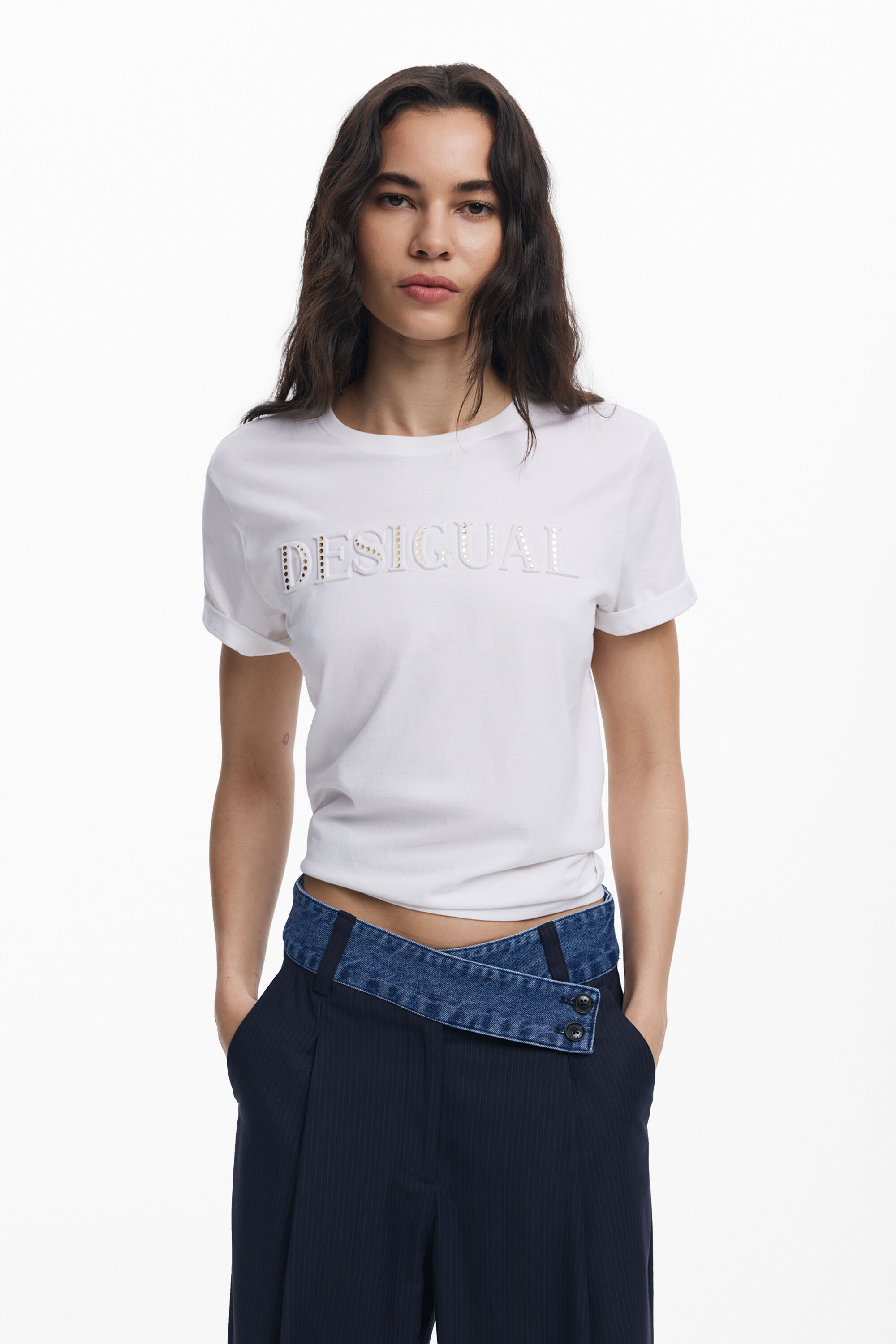 Desigual Tailored Combined Trousers In Blue