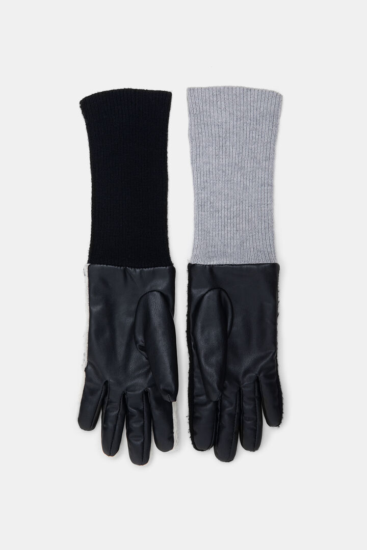 Mix synthetic leather and tricot gloves | Desigual