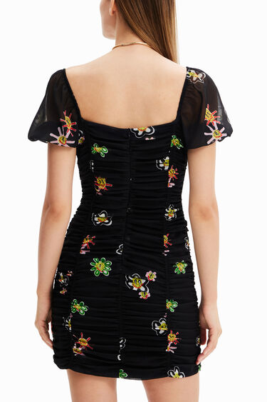 Vestido corto fruncido nudo | Desigual