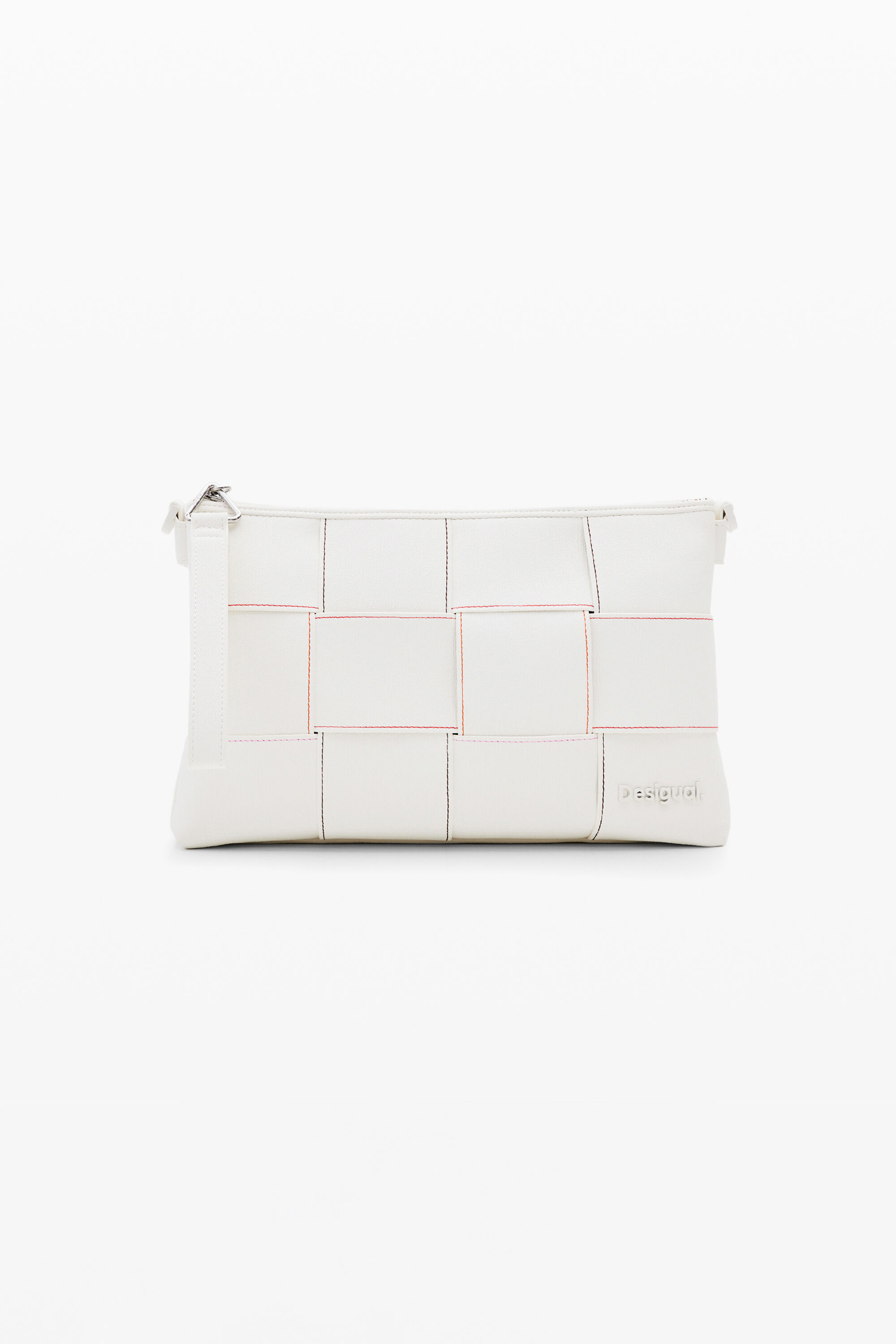 Braided crossbody bag with topstitching