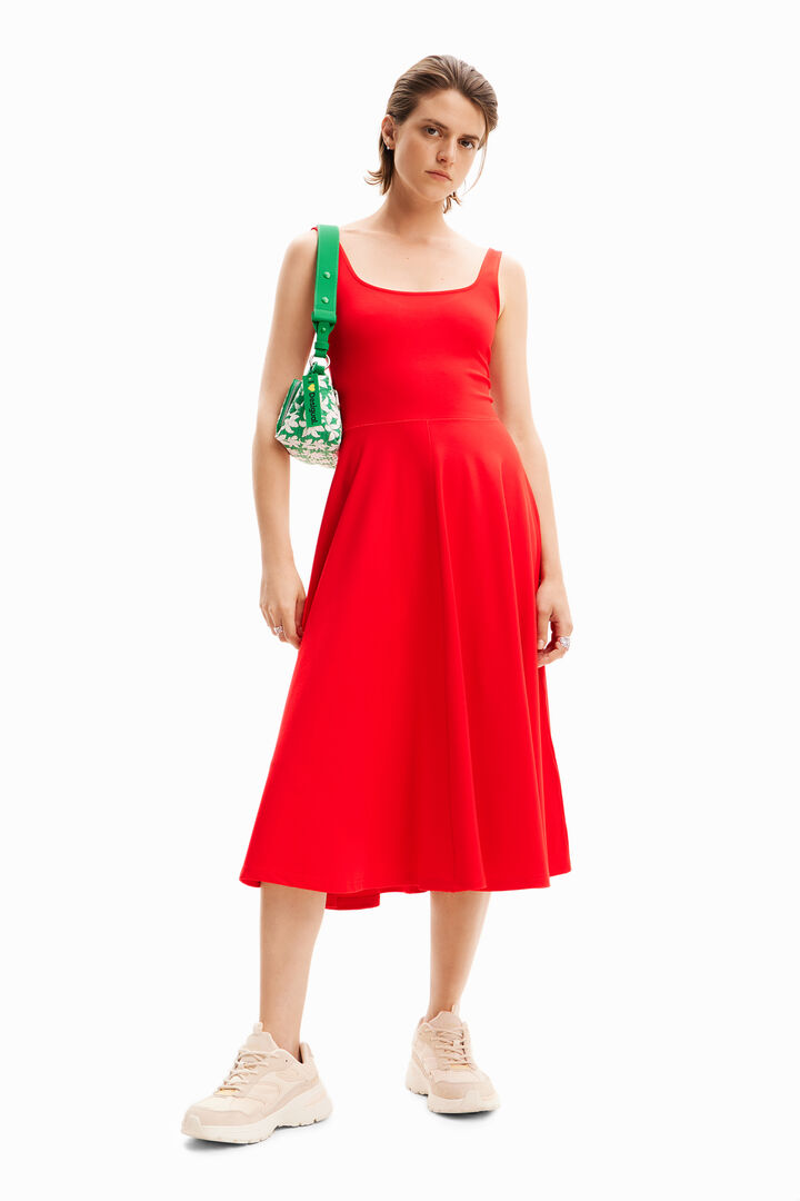 Vestido midi liso tirantes | Desigual