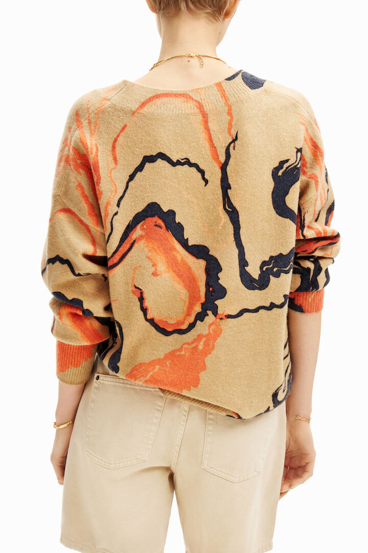 Oversize sweater with curved lines | Desigual