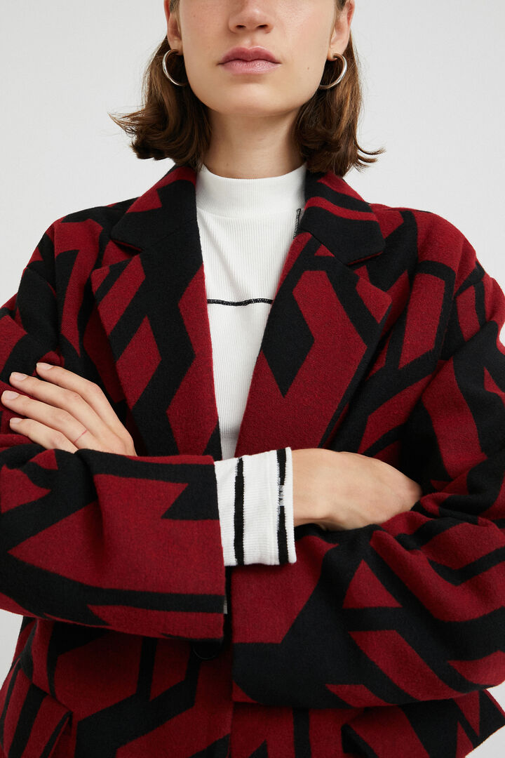 Oversized straight geometric coat | Desigual
