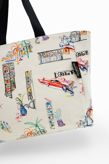 Bolso shopper grande ilustraciones | Desigual
