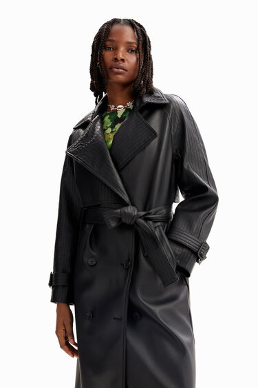 Belted leather-effect trench coat | Desigual