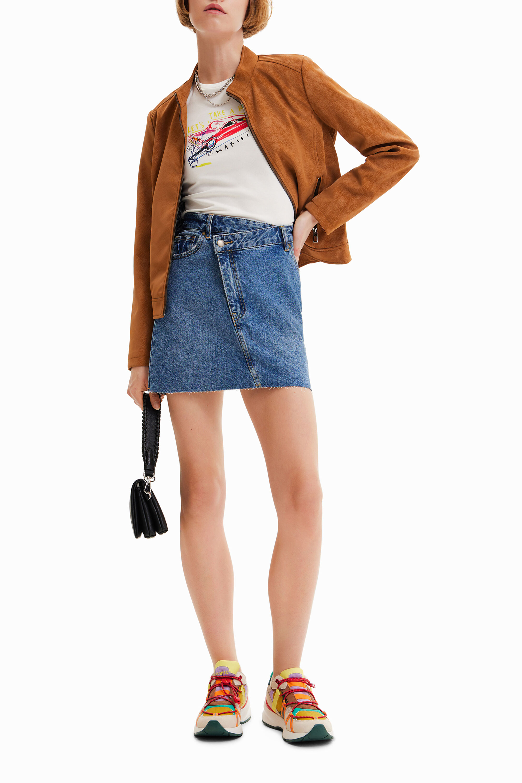 Suede-effect biker jacket