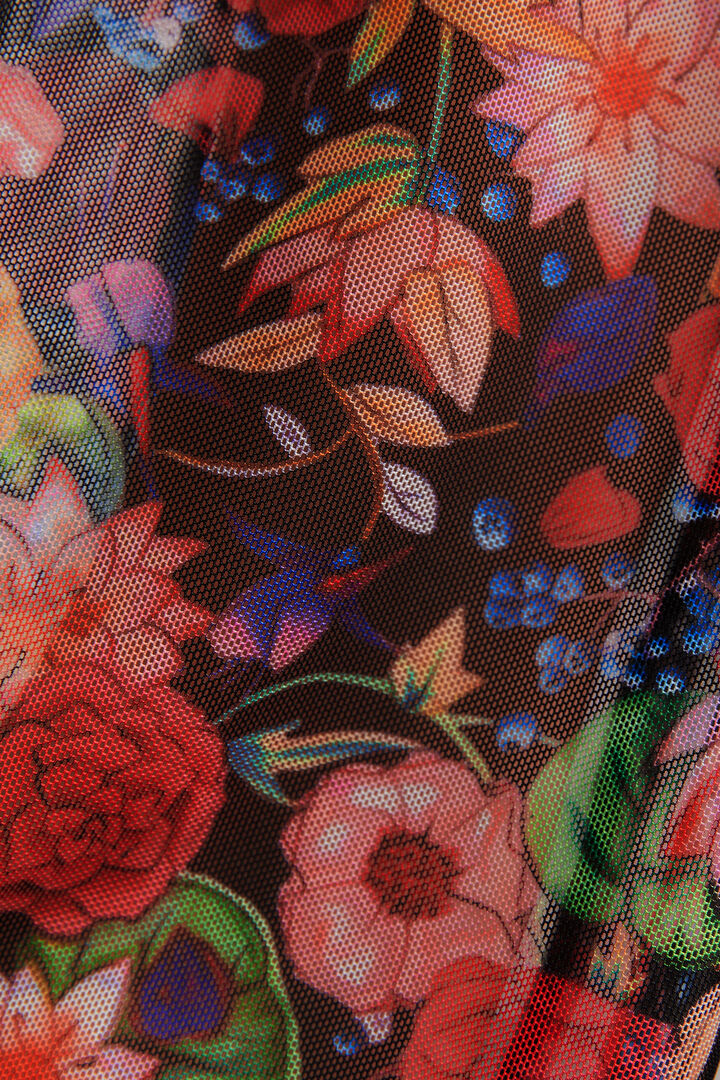 T-shirt fleurs et manches froncées | Desigual