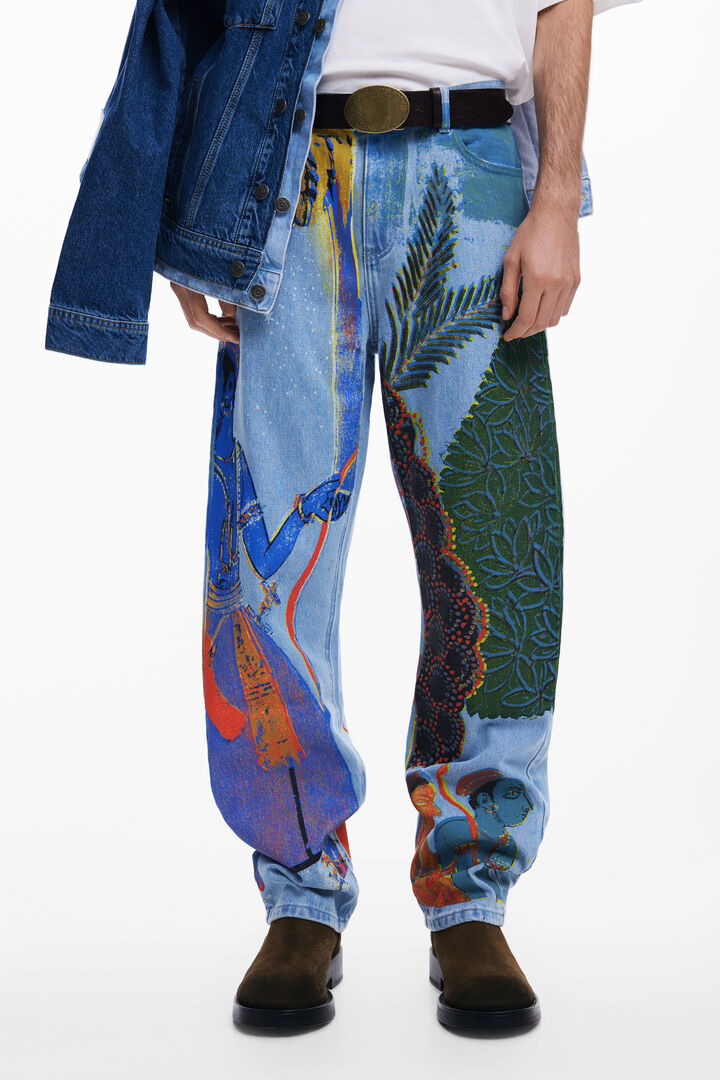 Straight jeans with India print | Desigual