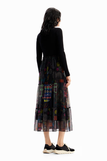Vestit combinat midi flors de dona I Desigual.com | Desigual