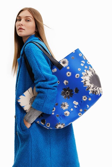 Extra-large reversible floral shopper bag | Desigual