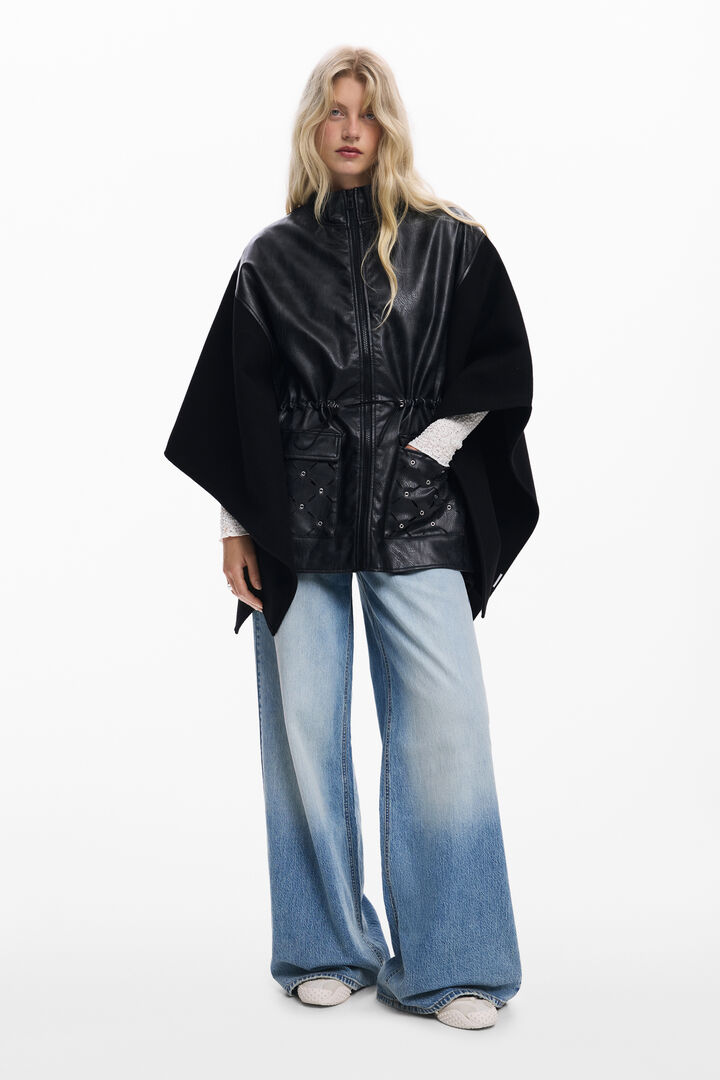 Poncho combinado efecto piel