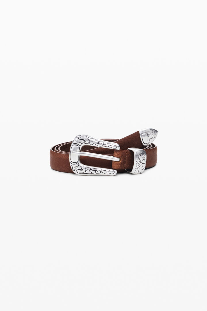 Cowboy buckle leather belt